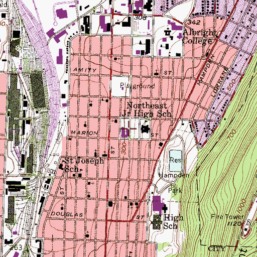 Topographic Map of North Reading Plaza, PA