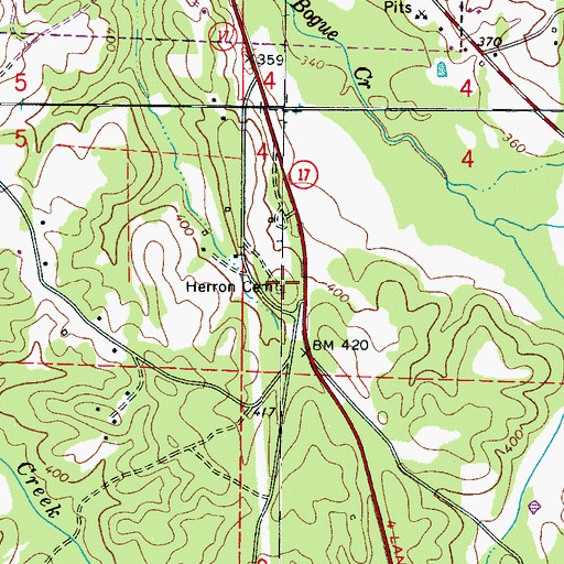 Topographic Map of Herron Cemetery, AL