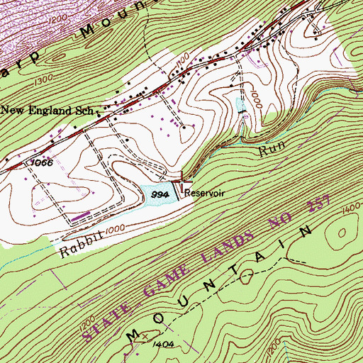 Topographic Map of Rabbit Run Dam, PA