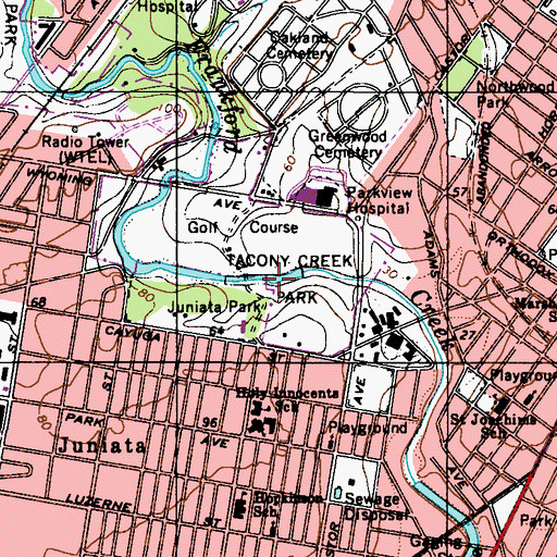 Topographic Map of Debris Dam, PA