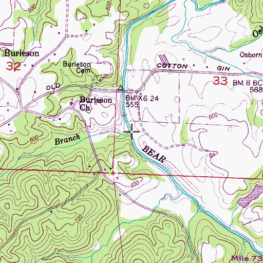 Topographic Map of Hester Branch, AL