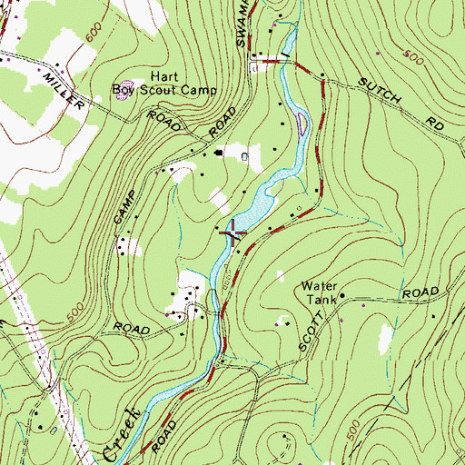 Topographic Map of Hart Lake Dam, PA