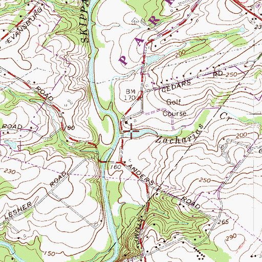 Topographic Map of Country Club Dam, PA