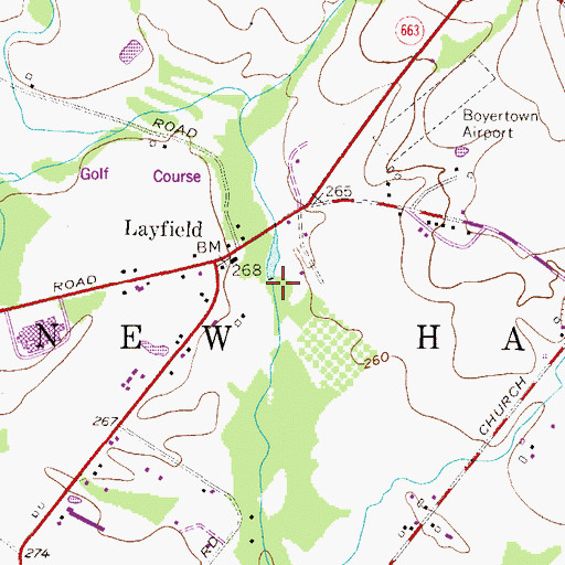 Topographic Map of Hickory Park Dam, PA