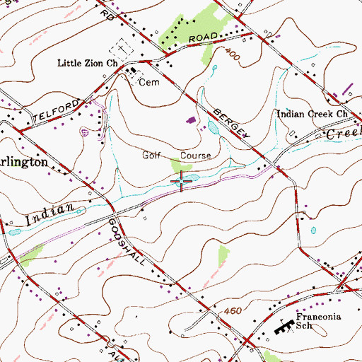 Topographic Map of Bergey Dam, PA