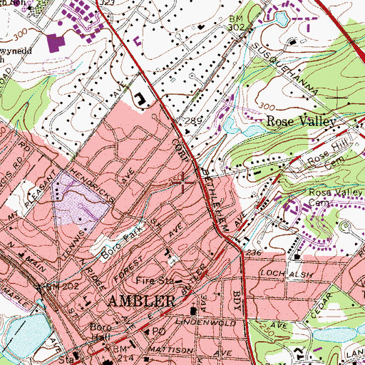 Topographic Map of Cornog Dam, PA