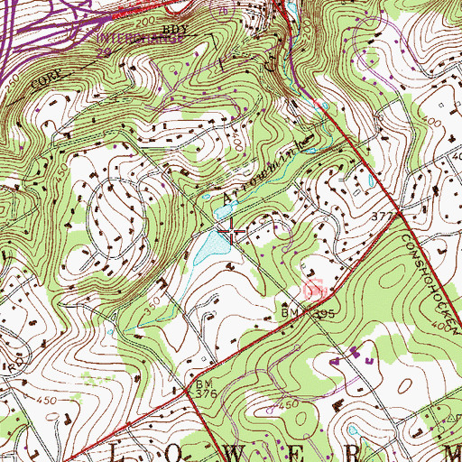 Topographic Map of Mitchell Dam, PA