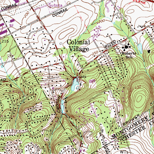 Topographic Map of Martins Dam, PA