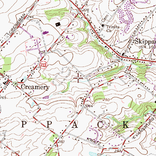 Topographic Map of Creamery Dam, PA