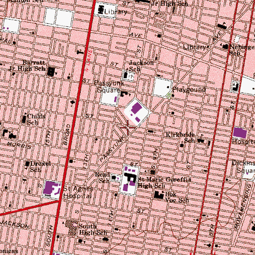 Topographic Map of Southwark, PA