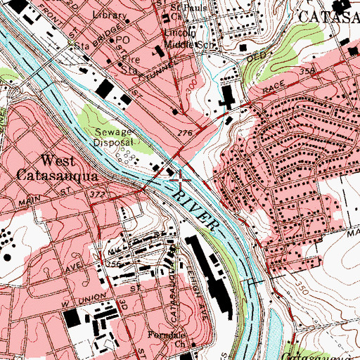 Topographic Map of Catasauqua Creek, PA