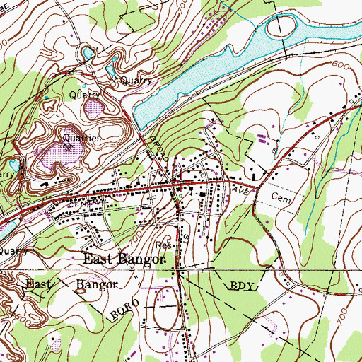 Topographic Map of East Bangor, PA