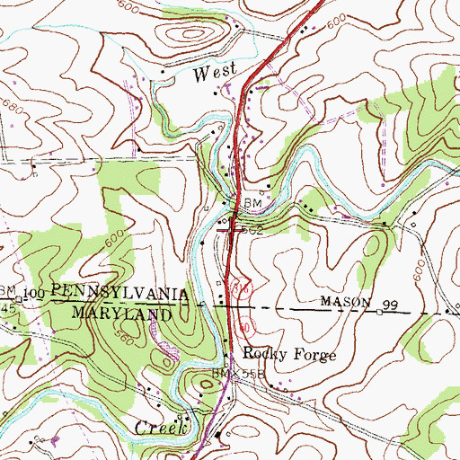 Topographic Map of East Branch Antietam Creek, PA