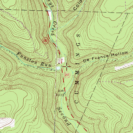 Topographic Map of Funston Run, PA
