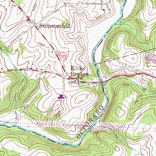 Topographic Map of Kirks Bridge, PA