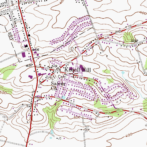 Topographic Map of Kissell Hill, PA