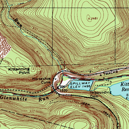Topographic Map of Kittanning Run, PA