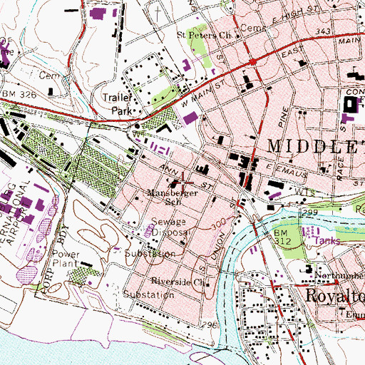 Topographic Map of Mansberger School, PA