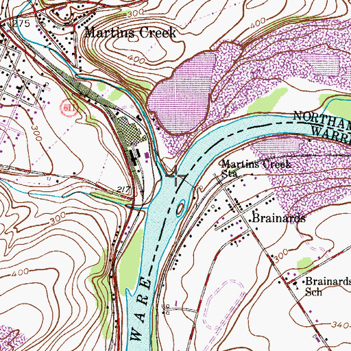 Topographic Map of Martins Creek, PA