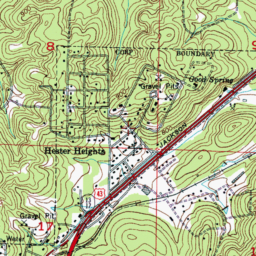 Topographic Map of Hester Heights, AL