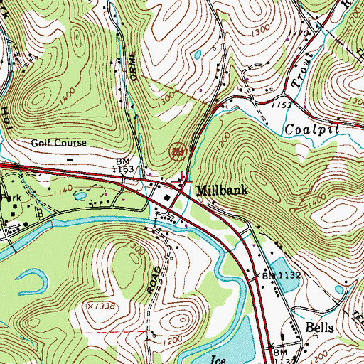 Topographic Map of Millbank, PA