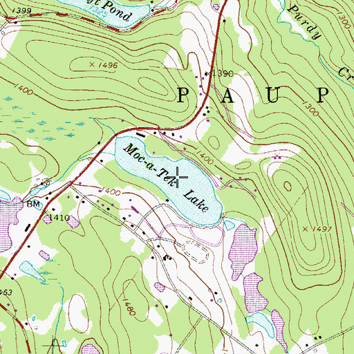 Topographic Map of Moc-a-Tek Lake, PA