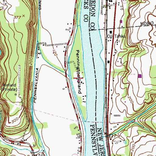 Topographic Map of Pennington Island, PA