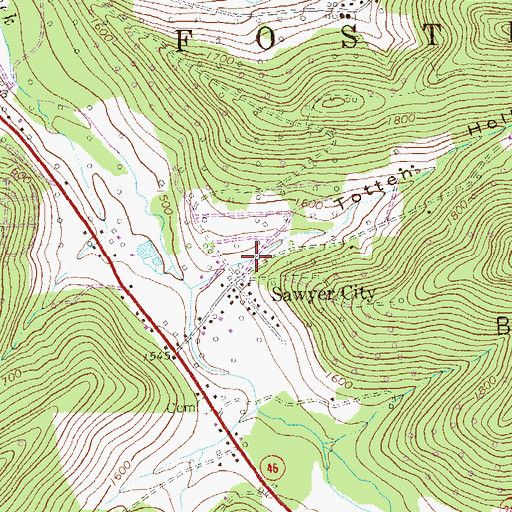 Topographic Map of Totten Hollow, PA