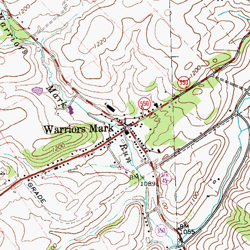 Topographic Map of Warriors Mark, PA