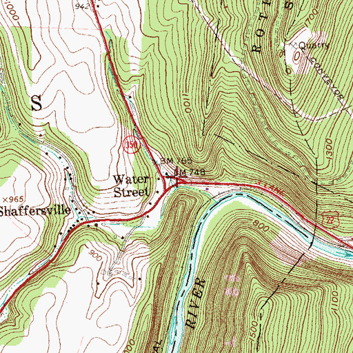Topographic Map of Water Street, PA