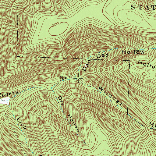 Topographic Map of Wildcat Hollow, PA