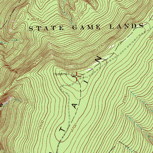 Topographic Map of Wills Mountain, PA