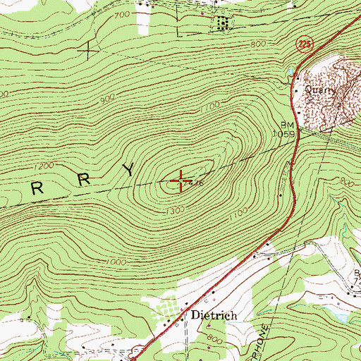 Topographic Map of Berry Mountain, PA