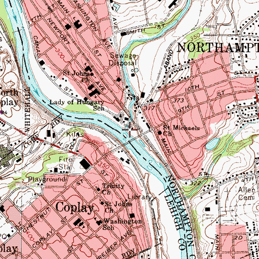 Topographic Map of Hokendauqua Creek, PA