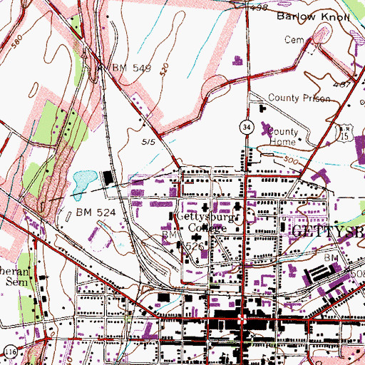 Topographic Map of WZBT-FM (Gettysburg), PA