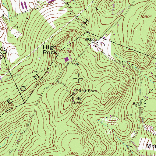 Topographic Map of WYCR-FM (York-Hanover), PA