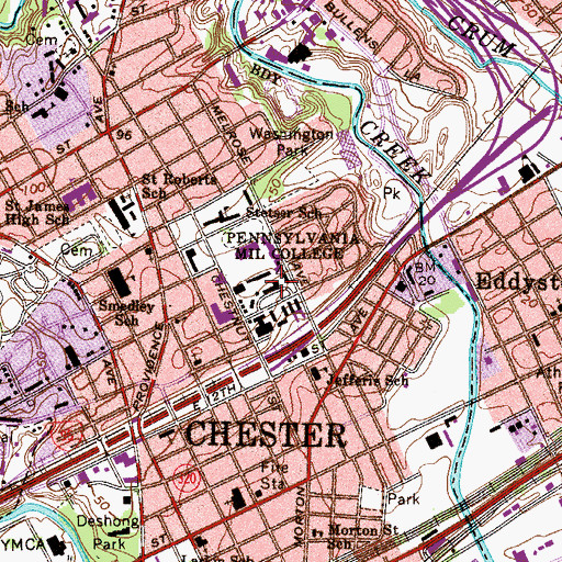 Topographic Map of WDNR-FM (Chester), PA