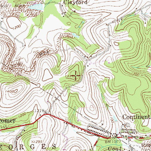 Topographic Map of WPQR-FM (Uniontown), PA