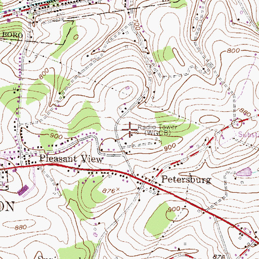 Topographic Map of WGCB-FM (Red Lion), PA