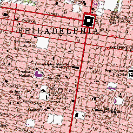Topographic Map of WPWT-FM (Philadelphia), PA