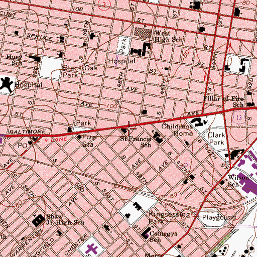 Topographic Map of WPEB-FM (Philadelphia), PA