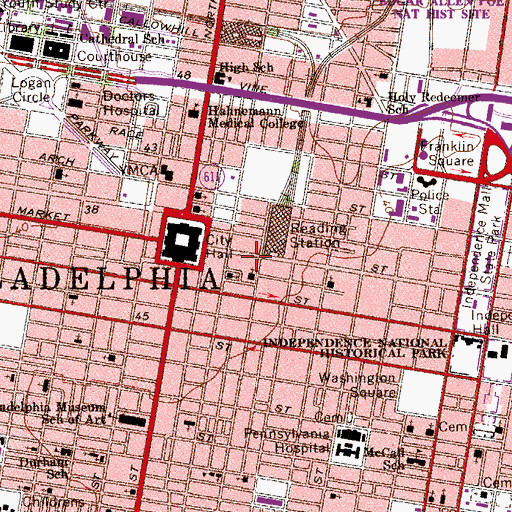 Topographic Map of WMMR-FM (Philadelphia), PA