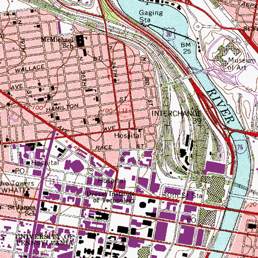 Topographic Map of WKDU-FM (Philadelphia), PA