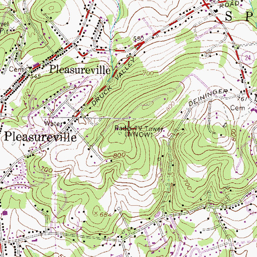 Topographic Map of WQXA-FM (York), PA