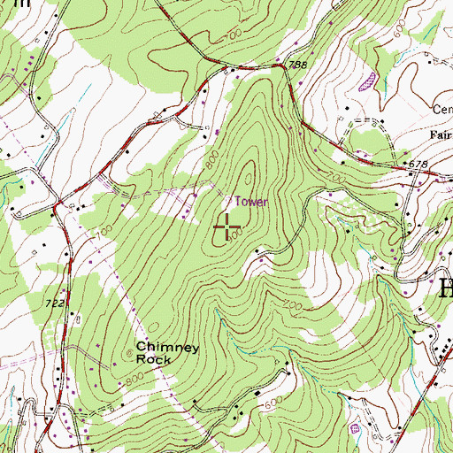Topographic Map of WSBA-FM (York), PA