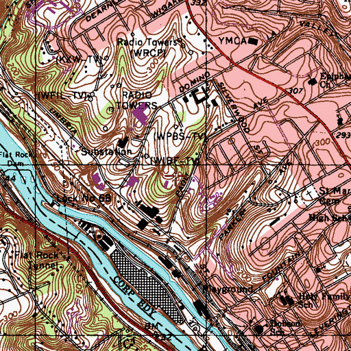 Topographic Map of WMGK-FM (Philadelphia), PA