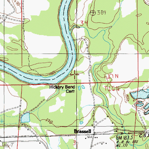Topographic Map of Hickory Bend Cemetery, AL