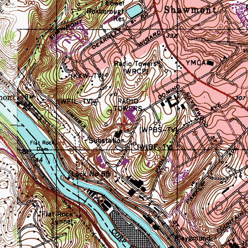 Topographic Map of WEAZ-FM (Philadelphia), PA
