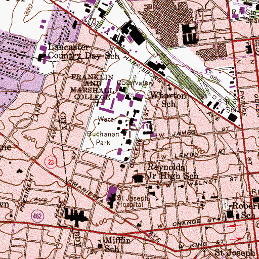 Topographic Map of WFNM-FM (Lancaster), PA