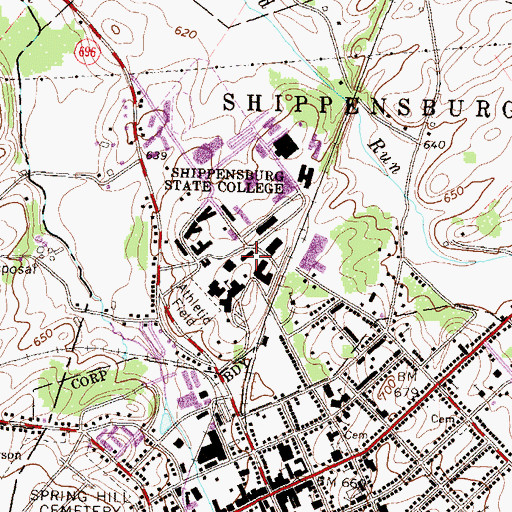 Topographic Map of WSYC-FM (Shippensburg), PA